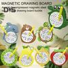 Kids Magnetic Beads Drawing Board Toddlers Animal Fruit Tablet Toy with Beads Magnet Stylus Pen Portable Airplane Car Ride Activities Keychain Toy