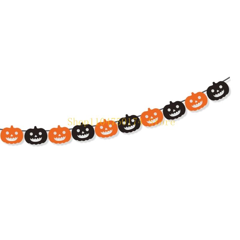 1Set Happy Halloween Banners with Pumpkins Sign Halloween Party Decorations Halloween Banners Hanging Party Supplies top sale