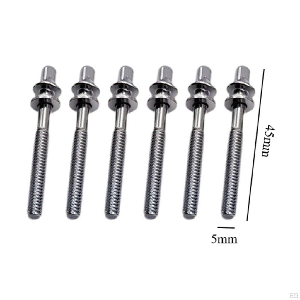 6 Pieces Drum Tension Rods Lug Bolts Screws for Percussion