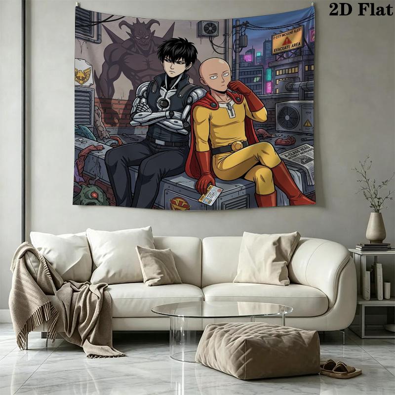 Onepunch Man Wall Tapestry Aesthetic Wall Hanging Printed Fabric Blanket Decorative Tapestries For Bedroom Living Room Home Decor