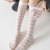 Calf Socks Women's Summer Thin Black Stockings JK Socks Long Tube Stockings Diamond-Shaped British Style Half-Length Tube Socks