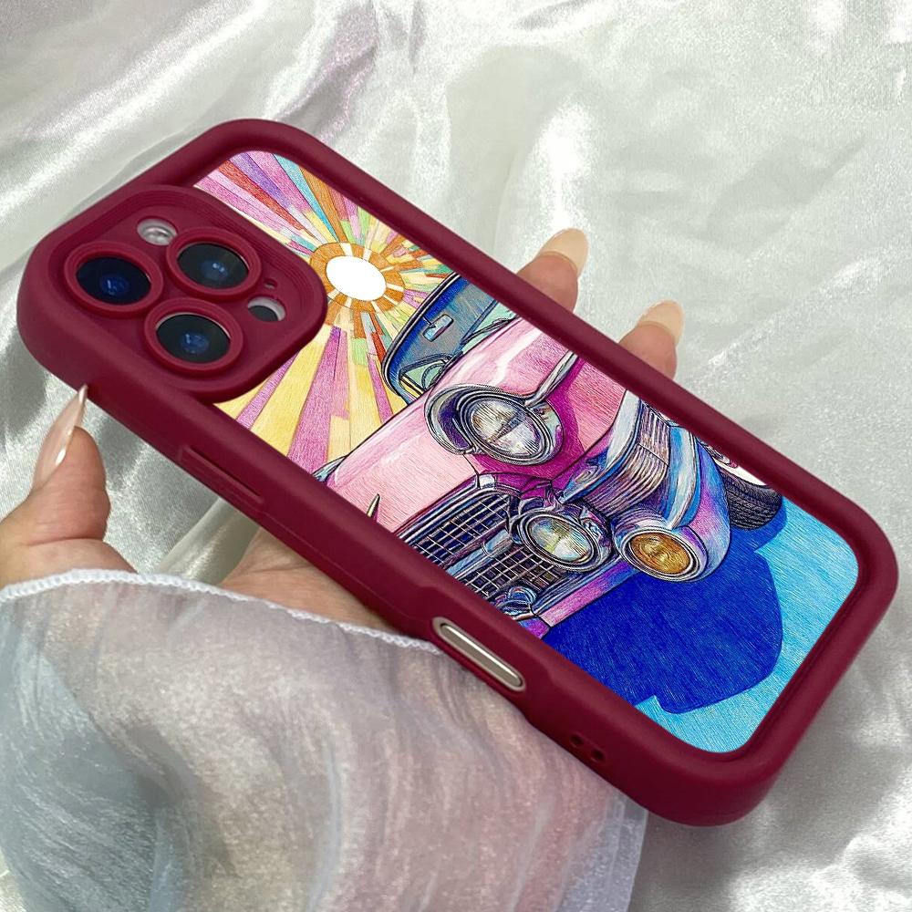 JT171 Классический Винтажный Автомобиль для iPhone 17 16 15 14 Pro Max Samsung S26 S25 Ultra A17 A16 A07 A56 A15 Xiaomi 15T Redmi 15c 14C Note 13 14 Мягкий Чехол из ТПУ
