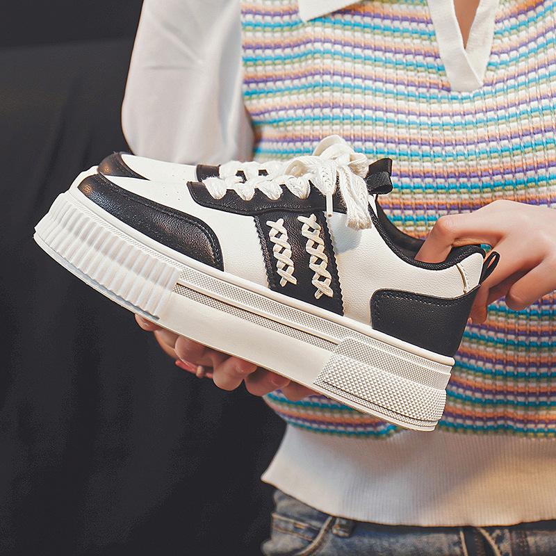 Thick Bottom Hight Increasing Board Shoes Women's New Summer Student White Shoes Women's Sports Casual Shoes