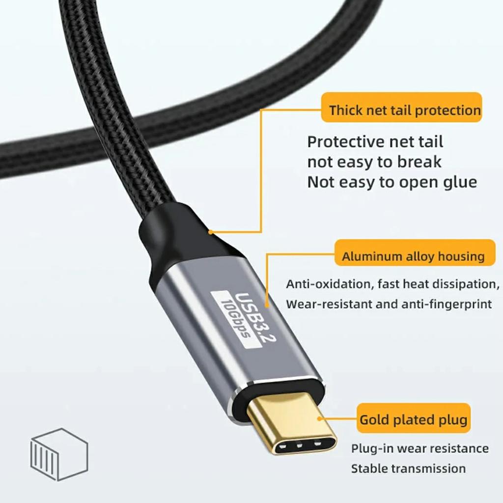 3м Алюминиевый сплав Type-C Папа на Маму Удлинительный кабель USB3.1 Gen2 Кабель данных Поддержка видео 4K/60 Гц Передача данных 10 Гбит/с
