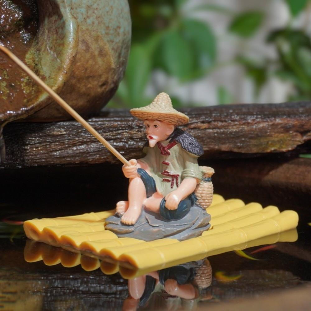 Realistic Fisherman Figurine Miniature Fish Tank Decorations Aquarium Decor Aquarium Use