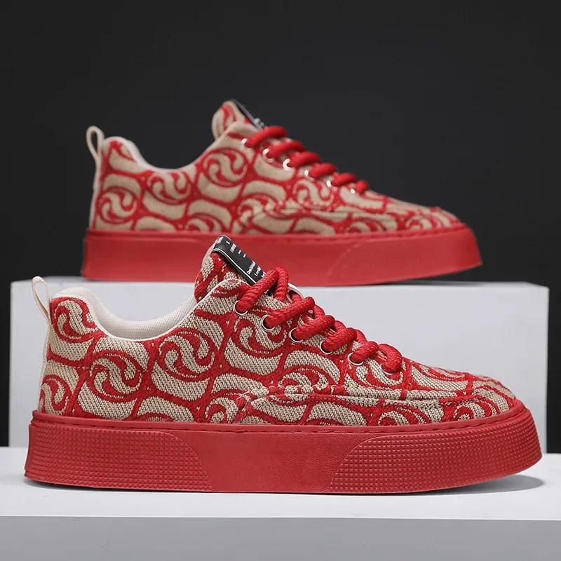 Мода 2024 Мужская парусиновая обувь Весенняя дышащая ноская Дизайнерская вулканизированная обувь Мужская мода Нескользящие мужские мягкие эластичные массивные кроссовки