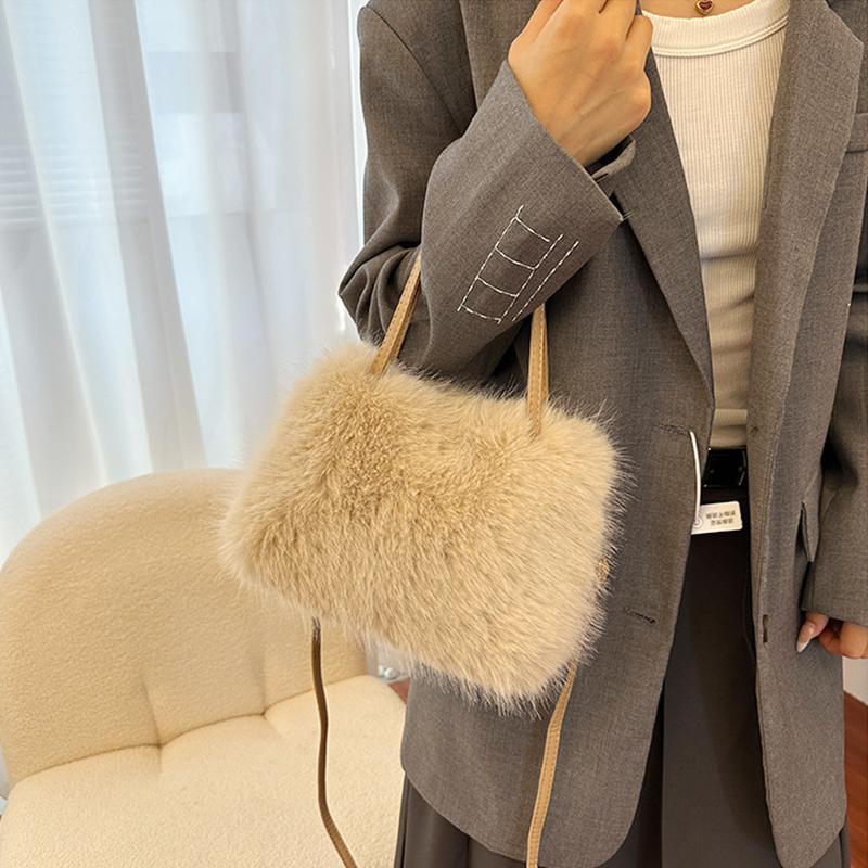 Autumn and Winter New Furry Bag Fur Crossbody Shoulder Strap Plush Bag Versatile Large Capacity Handbag for Women