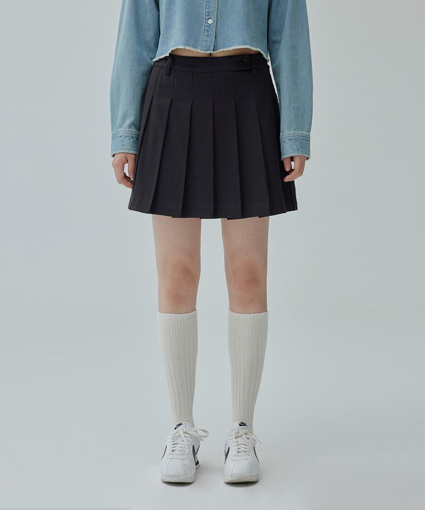 Covernat Woman Pleated Mini Skirt Charcoal