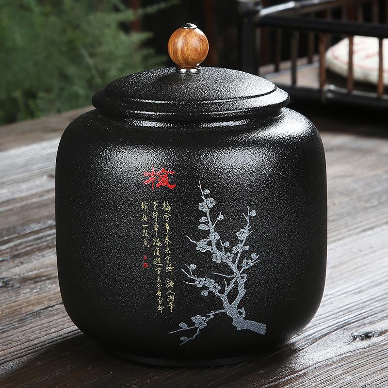 WSHYUFEI черная керамическая чайная банка, китайская фарфоровая керамическая банка, портативная герметичная банка для хранения, чайные коробки, резервуар для хранения конфет, специй