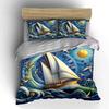 "Ocean Sailing Art Decor Set" Soft Skin-Friendly Bedding Set Includes 1 Duvet Cover And 2 Pillowcase Gift