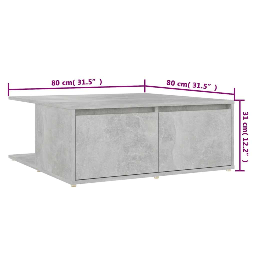 Coffee Table Concrete Grey 80x80x31 cm Wood Based Material