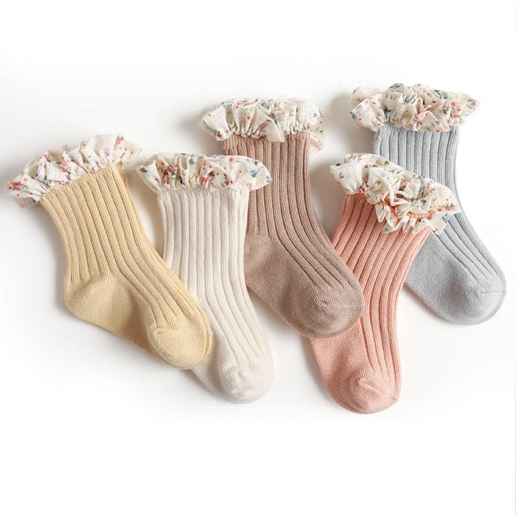 Spring Summer 1-8Y Lace Princess Socks Combed Cotton Baby Kids Socks