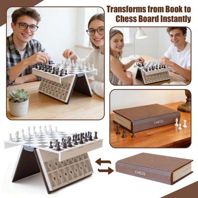 Шахматы, 3D-печатная шахматная книга, Книга настольные игры, Шахматный набор, Книжный дизайн Складная настольная игра для взрослых, Портативный компактный игровой набор и декор