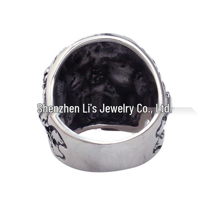Stainless Steel Skull Men's Punk Ring - European & American Hand-Polished Jewelry