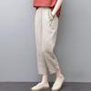 Women's Summer Cotton Linen Harem Trousers - Lightweight, Nine-Point, Straight-Leg, Loose Fit for Middle-Aged Women