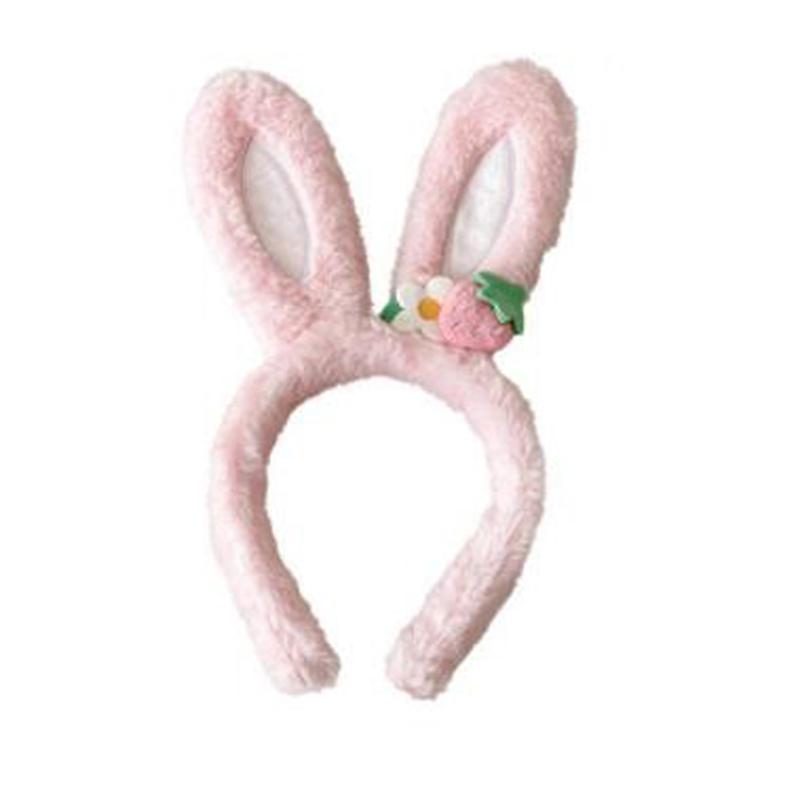 1Pc Rabbit Ear Headband Hat Strawberry Flower Bunny Ear Hair Band