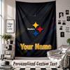 Wall Hanging Tapestry With Custom Name & Text, Pittsburgh Steelers Decorative Tapestry For Bedroom
