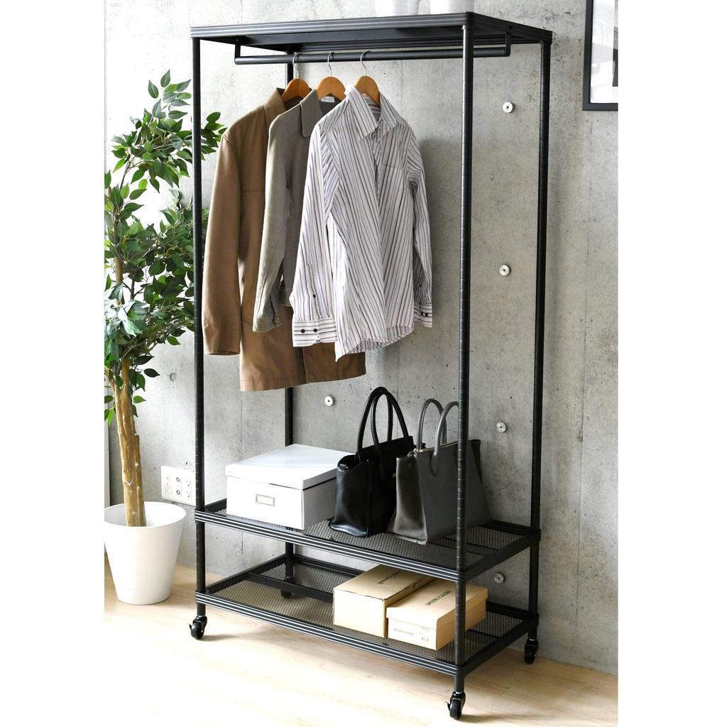 YAMAZEN Hanger Rack Store Your Bags and Small Items In One Place Sturdy Load Capacity Casters Included Width X Depth 46 X Height 179cm Assembly