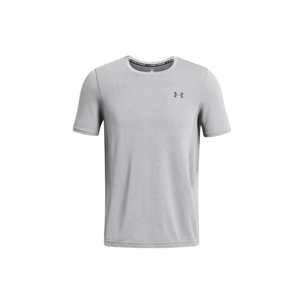 Under Armour Logo Print Round Neck Seamless Short Sleeve T-Shirt Men T-Shirt Light-Gray 1382801-011
