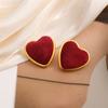 17KM Винтажные красочные бархатные серьги-гвоздики в форме сердца для женщин и девочек, элегантные металлические серьги с флокированием для пирсинга ушей, ювелирные изделия, подарки