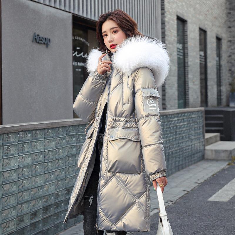 Winter Jacket Women Glossy Jacket Women's Winter Waist Slimming Warm Long Popular Coat