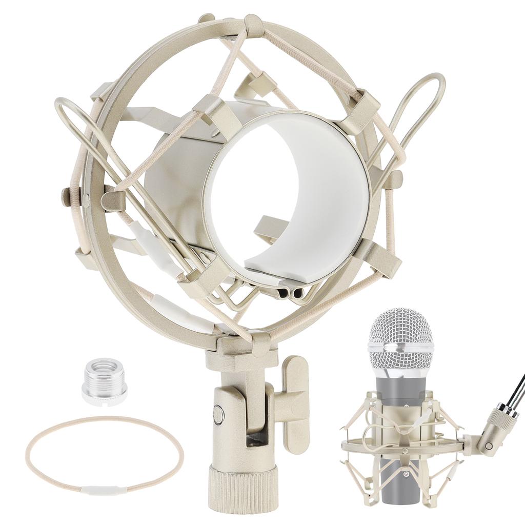 Anti Vibration Suspension Microphone Shock Mount Universal 46-50mm Diameter Condenser Mic Includes Screw Adapter Elastic Band Studio Recording