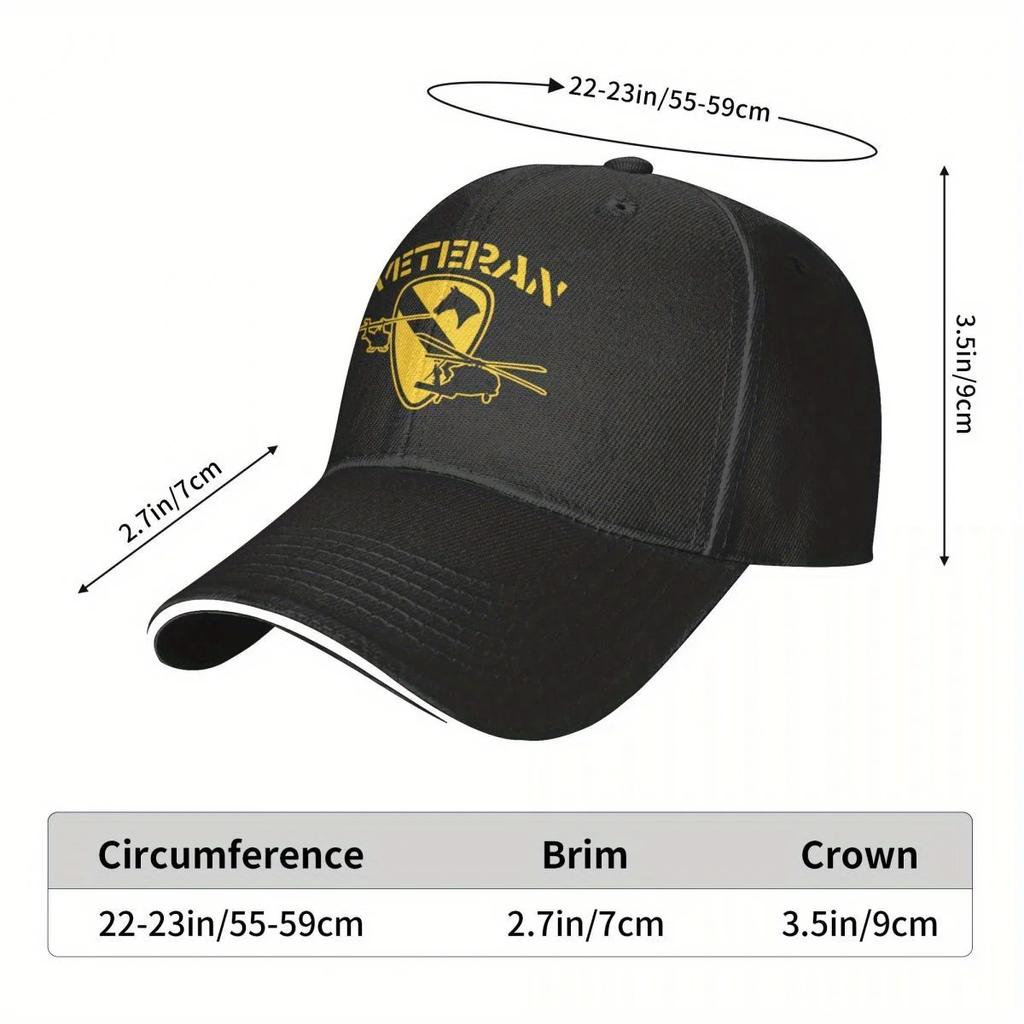 Air Cavalry Division Veteran Baseball Cap - Unisex Black Designer Sun Hat with Logo, Lightweight Polyester