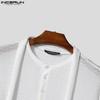 INCERUN Oversized Men Tie Up Long Sleeve Buttons Up Mesh See Through Hollow T-shirts Tops