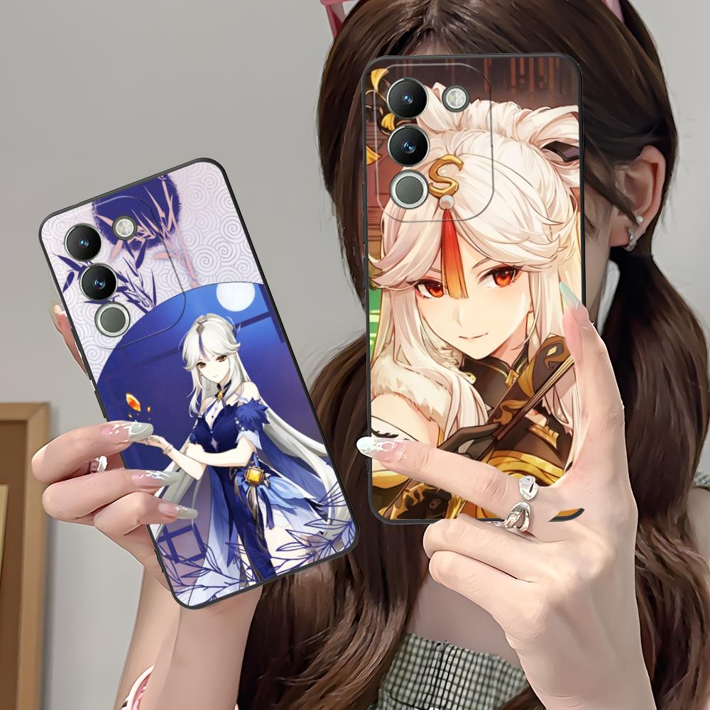 Игровой чехол GI Ningguang Матовый ТПУ Чехол для мобильного телефона для VIVO Y77 76 75 74 73 72 58 56 55 51 50 38 36 Y19 Y18 Y03 Y01 5G Цветная крышка