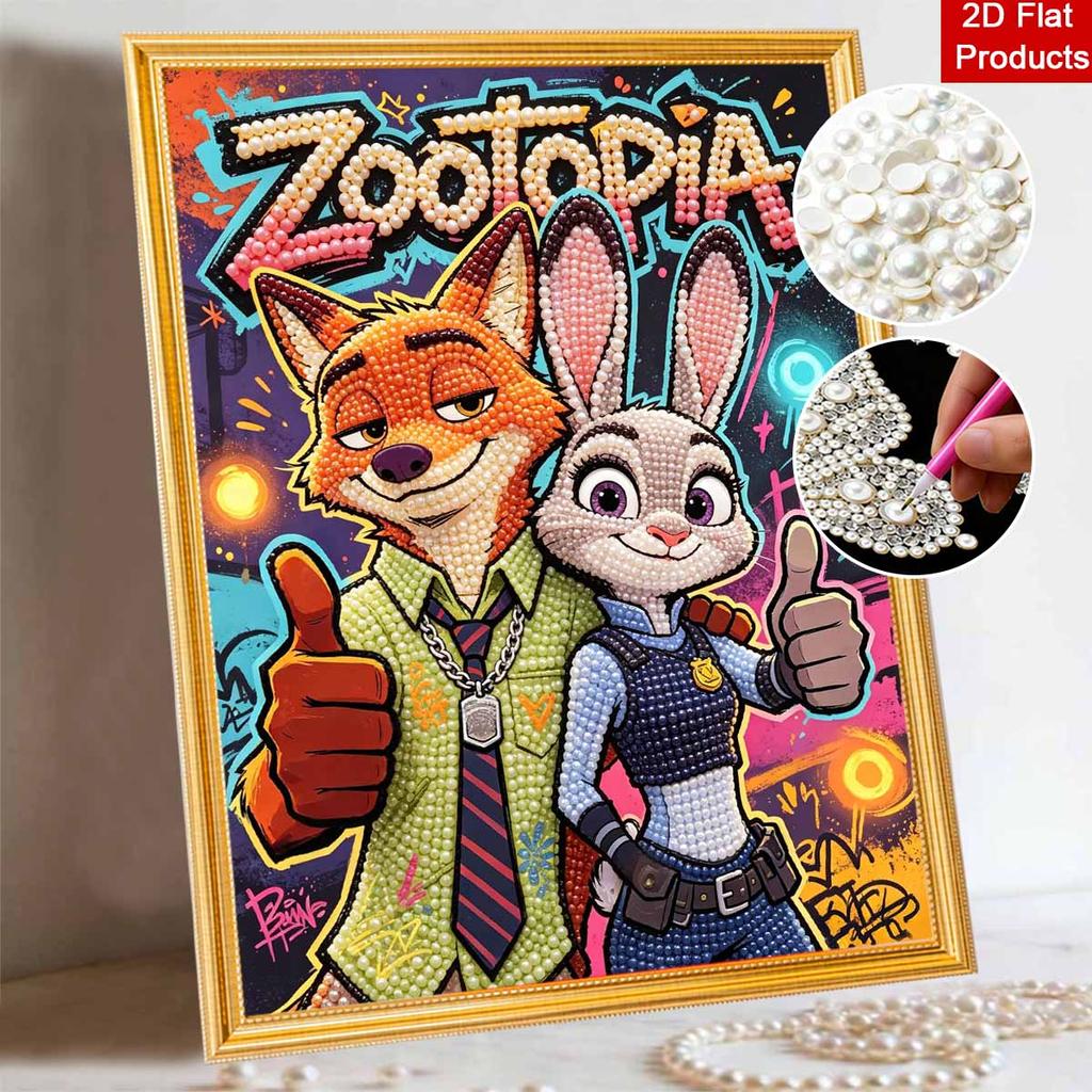 Disney Zootopia pearl painting handmade diy pearl art painting simple living room hanging painting decoration