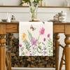 Botanical Daisy Print Table Runner Linen Table Decor for Holiday Party Wedding Tablecloth