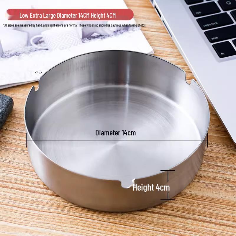 Newcomer 0.1 Drop-Proof Round Stainless Steel Ashtray for Home, Hotel, or Cafe – Creative Minimalist Design