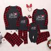 Christmas Man  Letter Plaid Print Top Blouse+Pants Family Clothes Pajamas