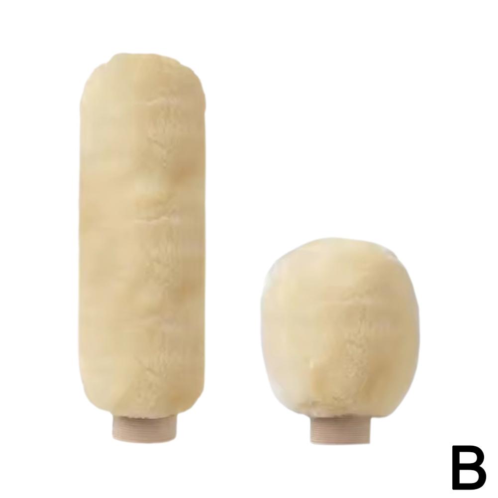 2Pcs Car Handbrake Grip Covers Gear Shift Knob Cover Handle Plush Sleeve Winter Soft Warm Hand Brake Car Accessories For Girls
