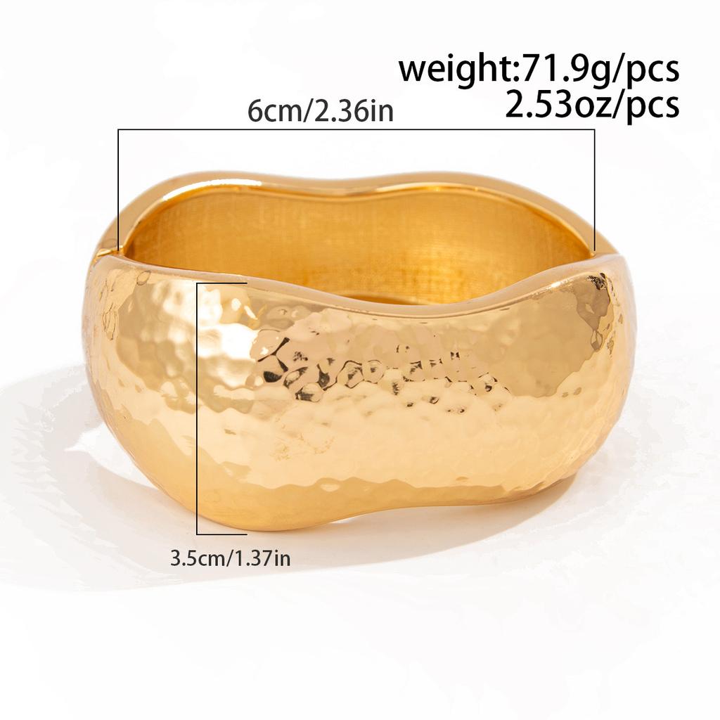 Personalised Exaggerated Wide Side Glossy Hammer Grain Bracelet Irregular Alloy Bracelet Set Fashion Commuter Senior Sense Ladies Jewellery