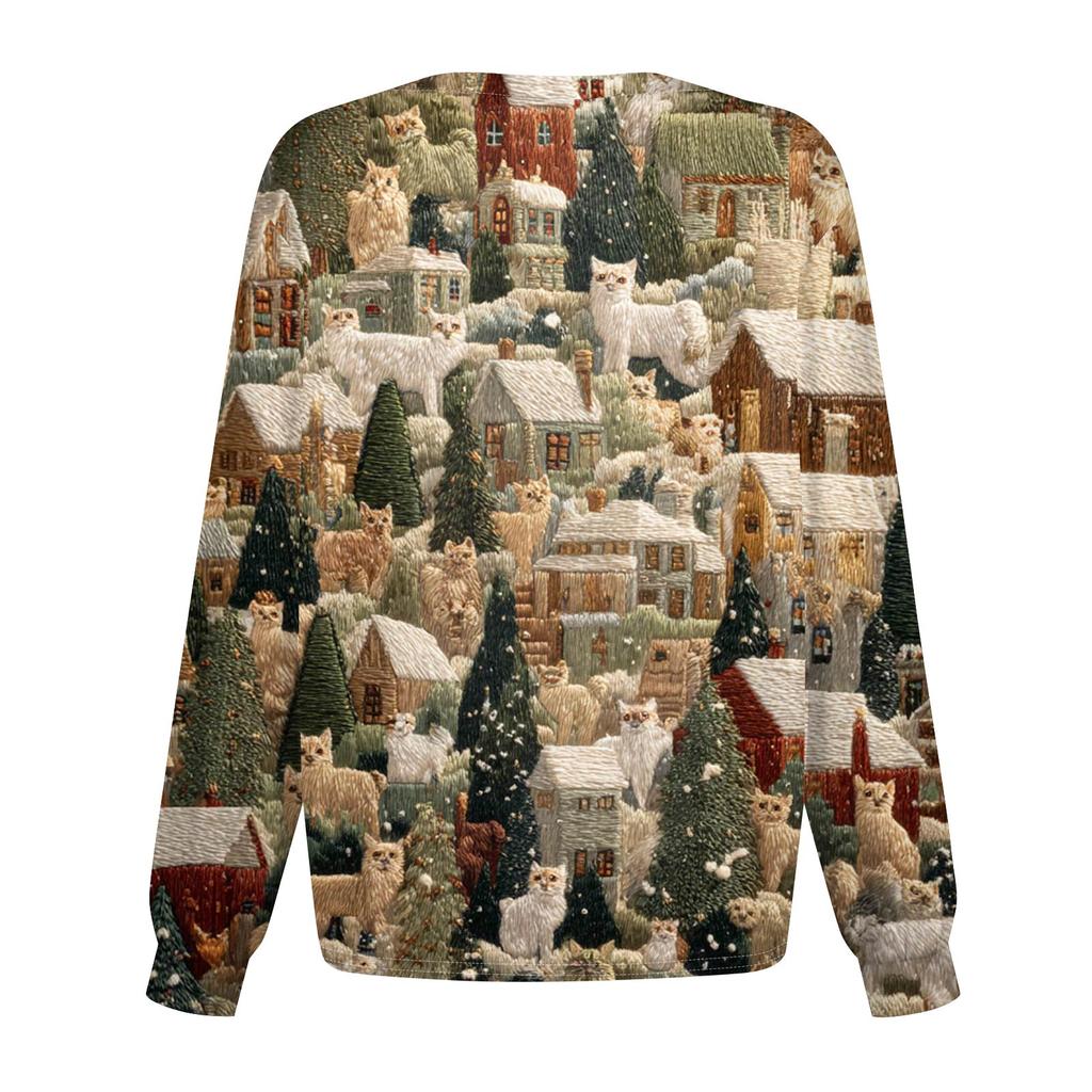 Женский повседневный кардиган на одной пуговице с длинным рукавом и принтом на рождественскую тематику