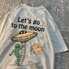 Let'S Go To The Moon Alien Ufo Мужская футболка хлопковые свободные топы свободные футболки с круглым вырезом повседневная дышащая футболка одежда для пар