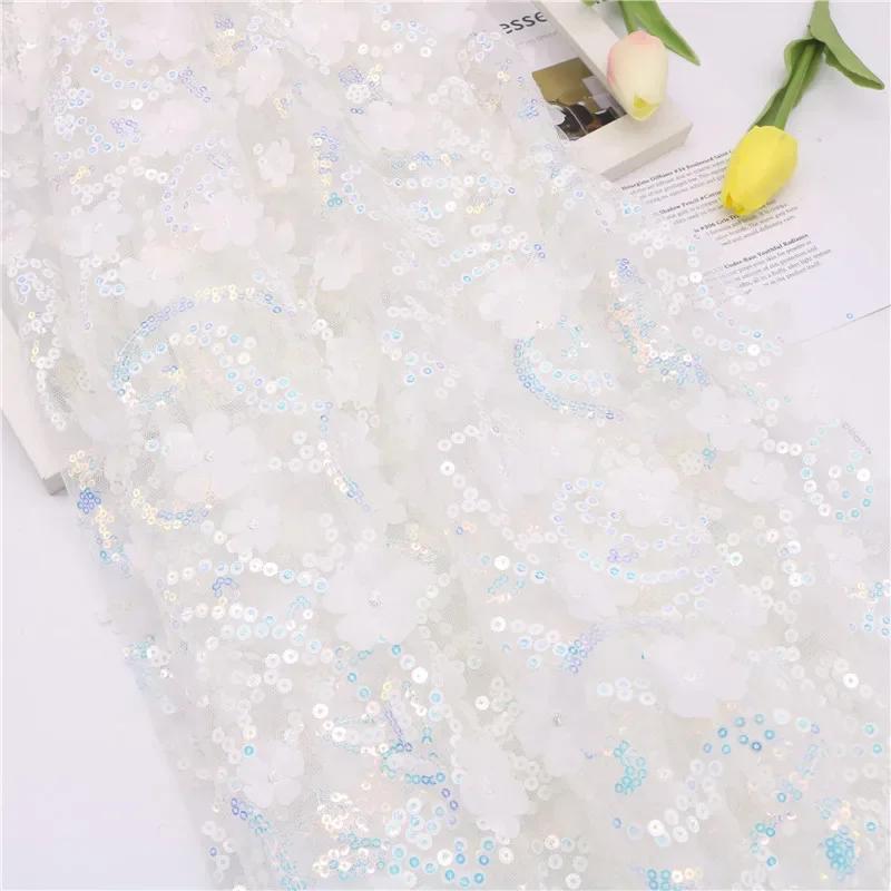 1 ярд 130 см ширина мягкая тюль кружевная ткань тюль ткань по ярдам цветочная вышивка сетчатая кружевная ткань для самостоятельного дизайна одежды платья