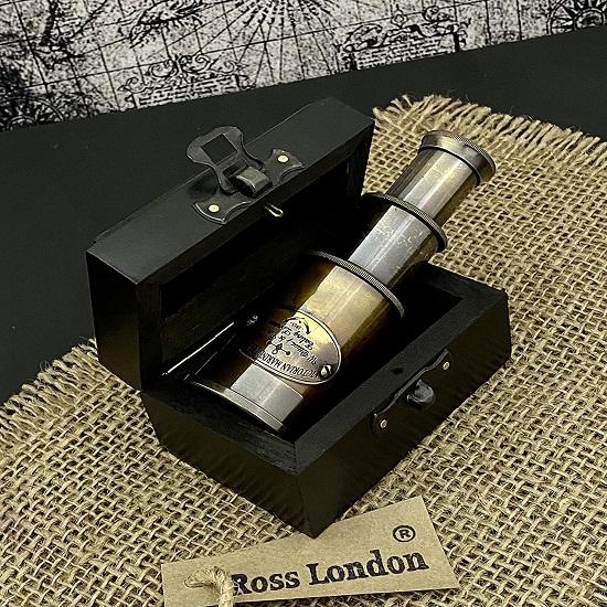 Латунный карманный телескоп в античном стиле, пиратский морской мини-телескоп охотника, викторианский стиль с деревянной коробкой