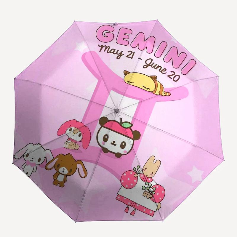 1 шт. Зонт Sanrio Зодиак Близнецы Милые Персонажи с Пластиковой Ручкой, Подходит для Всех Сезонов На Улице YUSAN372