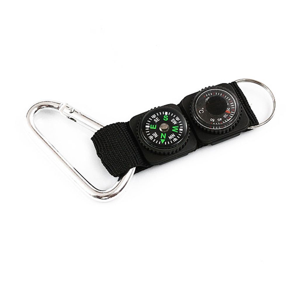 Durable Outdoor Survival Tool High Quality Outdoor Camping Compass Key Chain Thermometer Carabiner