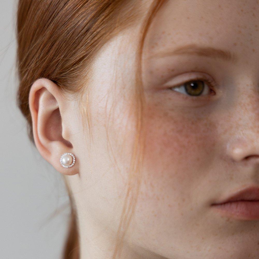 (925 Silver) Grace Pearl Jewel Stud Earrings Ec3234