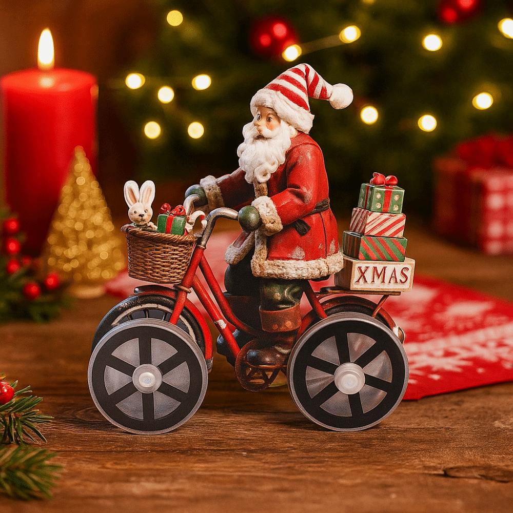 Creative Acrylic Santa Claus Figurine Cartoon Cute Snowman Bicycle Decoration Decorative Christmas Ornament Party Gift