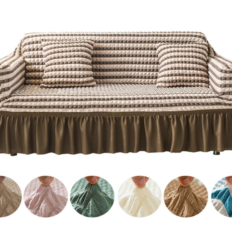 Легкий роскошный тканевый чехол для дивана, «все включено», противоскользящий, юбка из жатого хлопка, чехол для дивана, универсальный для всех сезонов, доступны несколько размеров
