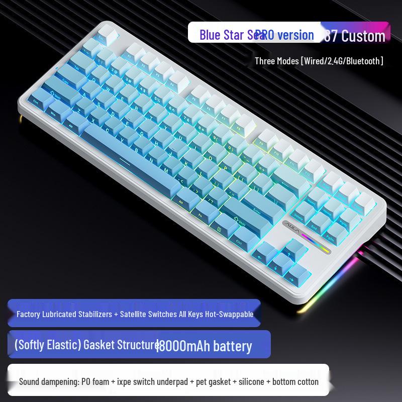 Беспроводная механическая игровая клавиатура Wolfspider F87Pro - Настраиваемая, Трехрежимная, Bluetooth, Прокладка-гаскет, С возможностью горячей замены.