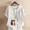Women's Fashion Cartoon Owl Prined Short Sleeve T-shirt Loose Cotton Shirt Casual Loose Summer Blouse Tops Plus Size
