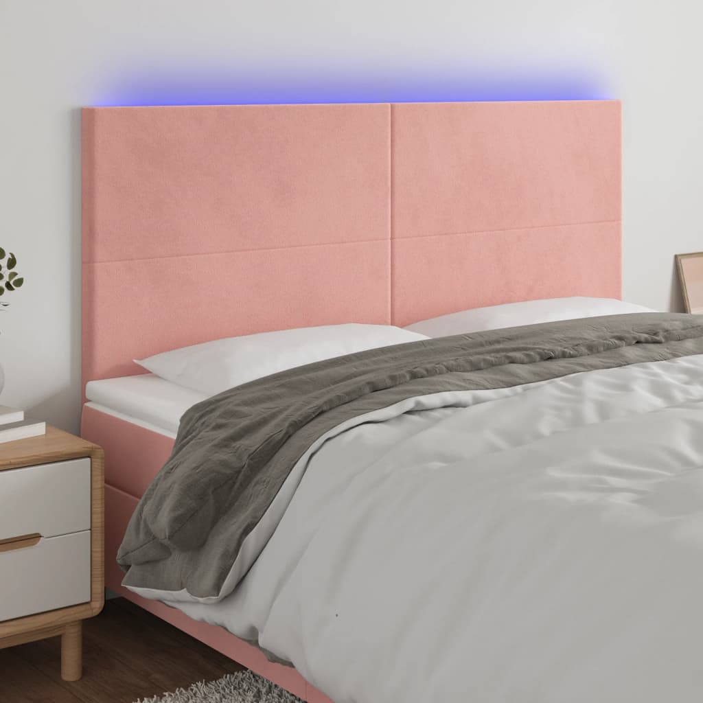 LED Headboard Pink 160x5x118 128 cm Velvet