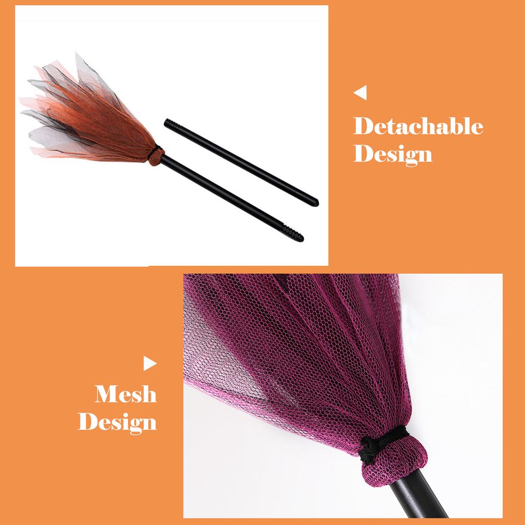 35 Inch Halloween Witch Broom Scary Halloween Props Cosplay Witch Broom Props Ornament Halloween Gift for Halloween Birthday Supplies Cosplay Favors