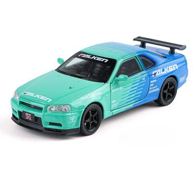 1/32 Nissan GTR R34 Skyline литая игрушечная модель автомобиля со звуком и светом детские игрушки коллекционные предметы подарок на день рождения