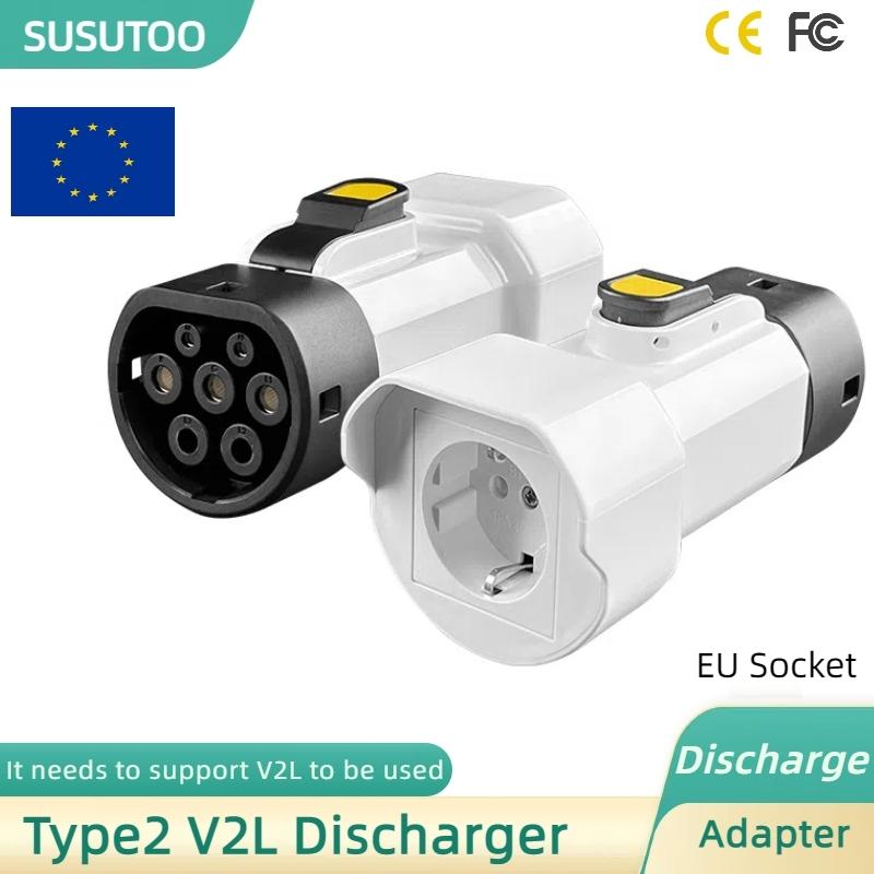 For Type2 Car Discharge EV Adapter Support for MG BYD SMART Xpeng KIA Jaecoo7 NAMMI with EU Socket V2L Vehicle to Load Type 2